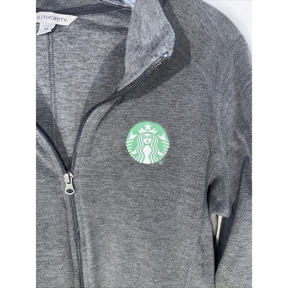Starbucks Dark Gray Fleece Jacket Pullover Full Zip Womens Medium Pockets - Picture 2 of 9
